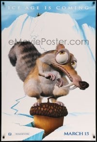 5r427 ICE AGE style A teaser DS 1sh '02 prehistoric sub-zero CGI cartoon, Scrat standing on acorn!