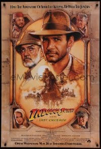 5r449 INDIANA JONES & THE LAST CRUSADE advance 1sh '89 Ford/Connery over a brown background by Drew