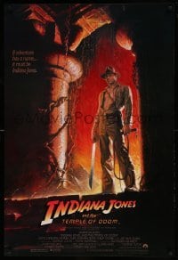 5r450 INDIANA JONES & THE TEMPLE OF DOOM 1sh '84 great art of Harrison Ford by Bruce Wolfe!
