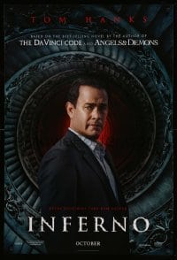 5r451 INFERNO teaser DS 1sh '16 Ron Howard, Tom Hanks, based on the novel by Dan Brown!