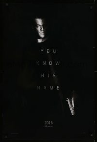 5r464 JASON BOURNE teaser DS 1sh '16 full-length image of Matt Damon in the title role with gun!
