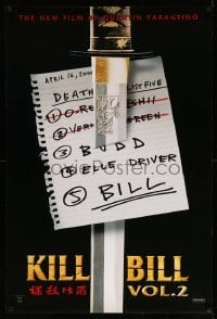 5r473 KILL BILL: VOL. 2 teaser 1sh '04 Uma Thurman, Quentin Tarantino directed, hit list & katana!
