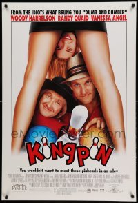 5r477 KINGPIN DS 1sh '96 wacky image of Woody Harrelson & Randy Quaid, bowling!