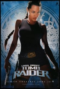 5r496 LARA CROFT TOMB RAIDER teaser 1sh '01 sexy Angelina Jolie, from popular video game!