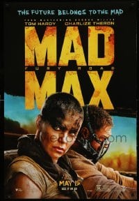 5r547 MAD MAX: FURY ROAD teaser DS 1sh '15 great cast image of Tom Hardy, Charlize Theron!