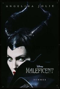 5r553 MALEFICENT teaser DS 1sh '14 cool close-up image of sexy Angelina Jolie in title role!