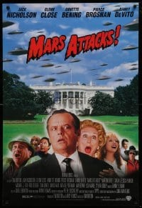 5r561 MARS ATTACKS! 1sh '96 directed by Tim Burton, great image of cast!