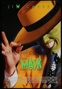 5r564 MASK style B int'l 1sh '94 great super close up of wacky Jim Carrey in full make-up!