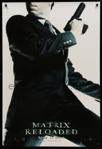 5r570 MATRIX RELOADED teaser DS 1sh '03 great image of Hugo Weaving as Agent Smith with gun!