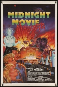 5r590 MIDNIGHT MOVIE MASSACRE 1sh '88 wacky sci-fi monster artwork by Joel Andrews!