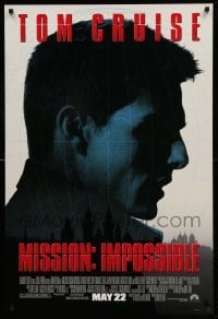 5r596 MISSION IMPOSSIBLE advance 1sh '96 cool silhouette of Tom Cruise, Brian De Palma directed!