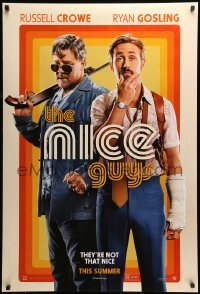 5r627 NICE GUYS teaser DS 1sh '16 great image of Ryan Gosling and Russell Crowe with shotgun!