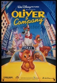 5r631 OLIVER & COMPANY DS 1sh R96 Disney cartoon cats & dogs in New York City!