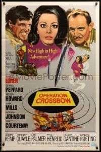 5r634 OPERATION CROSSBOW int'l 1sh '65 sexy Sophia Loren & George Peppard on a top secret mission!