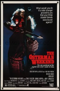 5r636 OSTERMAN WEEKEND 1sh '83 typical Sam Peckinpah, cool close up of woman w/bow & arrow!