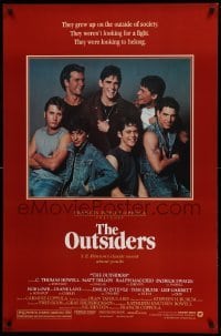 5r642 OUTSIDERS 1sh '82 Coppola, S.E. Hinton, Howell, Dillon, Macchio, image of top cast!