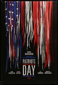 5r651 PATRIOTS DAY teaser DS 1sh '16 Peter Berg, Mark Wahlberg, U.S. flag made out of shoe laces!