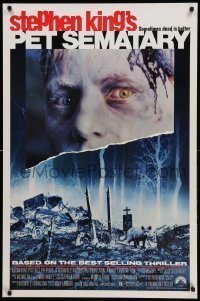 5r654 PET SEMATARY 1sh '89 Stephen King's best selling thriller, cool graveyard image!