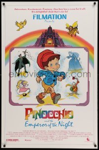 5r661 PINOCCHIO & THE EMPEROR OF THE NIGHT 1sh '87 cool cartoon artwork of cast!