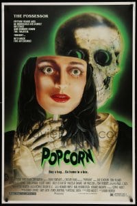 5r671 POPCORN 1sh '91 really cool wild Joann horror art, buy a bag, go home in a box!