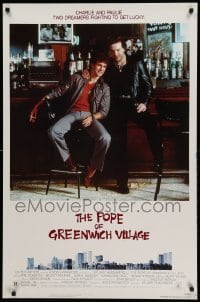 5r672 POPE OF GREENWICH VILLAGE 1sh '84 great c/u of Eric Roberts & Mickey Rourke sitting at bar!
