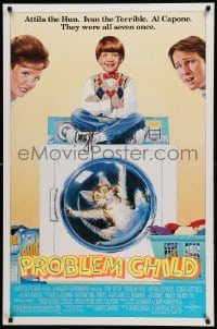 5r684 PROBLEM CHILD DS 1sh '90 John Ritter, Amy Yasbeck, Michael Oliver, wacky artwork!