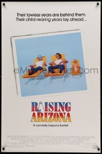5r696 RAISING ARIZONA 1sh '87 Coen Brothers, best art of Nicolas Cage, Holly Hunter & baby!