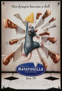 5r700 RATATOUILLE advance DS 1sh '07 Patton Oswalt, great image of mouse w/knives!