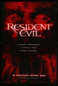 5r706 RESIDENT EVIL teaser DS 1sh '02 Paul W.S. Anderson, Milla Jovovich, creepy zombie art!