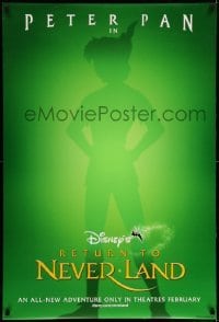 5r710 RETURN TO NEVERLAND advance DS 1sh '02 Walt Disney, cool outline artwork of Peter Pan!