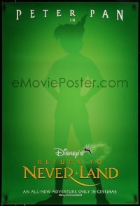 5r711 RETURN TO NEVERLAND int'l advance DS 1sh '02 Walt Disney, cool outline artwork of Peter Pan!