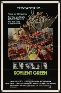 5r800 SOYLENT GREEN 1sh '73 Heston trying to escape riot control in the year 2022 by John Solie!