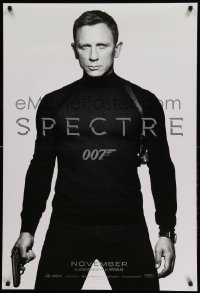 5r807 SPECTRE teaser DS 1sh '15 cool image of Daniel Craig as James Bond 007 with gun!