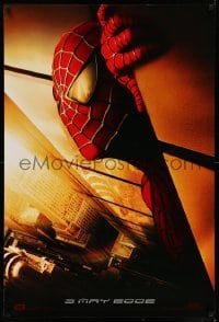 5r810 SPIDER-MAN teaser DS 1sh '02 Tobey Maguire w/WTC towers in eyes, Marvel Comics!