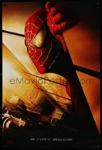 5r809 SPIDER-MAN teaser 1sh '02 Tobey Maguire w/WTC towers in eyes, Marvel Comics!