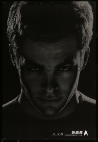 5r825 STAR TREK teaser DS 1sh '09 close-up of Chris Pine as Captain Kirk over black background!