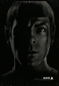 5r822 STAR TREK teaser 1sh '09 close-up image of Zachary Quinto as Spock over black background!
