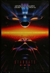 5r834 STAR TREK VI teaser 1sh '91 William Shatner, Leonard Nimoy, art by John Alvin!