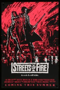 5r854 STREETS OF FIRE advance 1sh '84 Walter Hill, cool pink dayglo Riehm art!