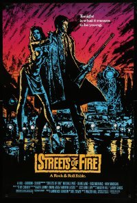 5r853 STREETS OF FIRE 1sh '84 Walter Hill directed, Michael Pare, Diane Lane, artwork by Riehm!
