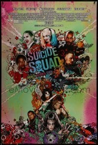 5r858 SUICIDE SQUAD advance DS 1sh '16 Smith, Leto as the Joker, Robbie, Kinnaman, cool art!
