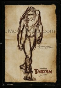 5r880 TARZAN teaser DS 1sh '99 Walt Disney, Burroughs, great sketch artwork, June style!