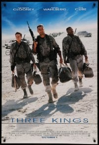 5r895 THREE KINGS advance DS 1sh '99 George Clooney, Mark Wahlberg, & Ice Cube in the Gulf War!