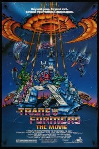 5r917 TRANSFORMERS THE MOVIE 1sh '86 animated robot action cartoon, cool sci-fi artwork!