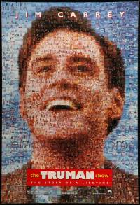 5r928 TRUMAN SHOW teaser DS 1sh '98 really cool mosaic art of Jim Carrey, Peter Weir