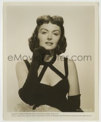 5s224 DONNA REED 8.25x10 still '56 close-up in sexy gown & velvet gloves, promoting Beyond Mombasa