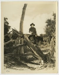 5s420 JOHN WAYNE 8x10.25 still '30s young John Wayne with gun drawn on top of fallen tree!