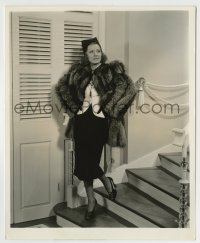 5s425 JOY OF LIVING 8.25x10 still '38 Irene Dunne in luxurious trotter-length coat & fox furs!