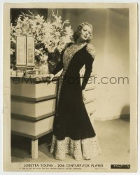 5s500 LORETTA YOUNG 8x10 still '36 full-length portrait wearing elaborate embroidered velvet gown!