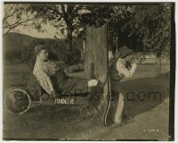 5s509 LOVE 8x10 still '19 Fatty Arbuckle in Fordette wagon runs into man behind hanging carpet!